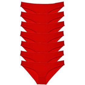 MrtNlu Kırmızı L 7 Adet Süper Eko Set Likralı Kadın Slip Külot