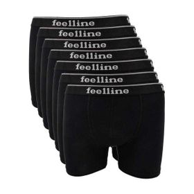MrtNlu L 7 Adet Feelline Siyah Pamuklu Doğal Likralı Erkek Boxer