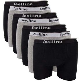 MrtNlu L 7 Adet Feelline Siyah ve Gri Pamuklu Doğal Likralı Erkek Boxer