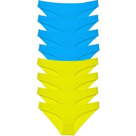 MrtNlu Sarı Mavi M 8 Adet Süper Eko Set Likralı Kadın Slip Külot