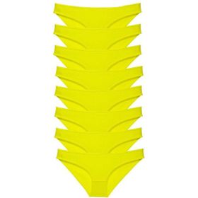 MrtNlu Sarı Siyah M 8 Adet Süper Eko Set Likralı Kadın Slip Külot