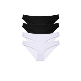 MrtNlu Siyah Beyaz L 4 Adet Eko Set Likralı Kadın Slip Külot