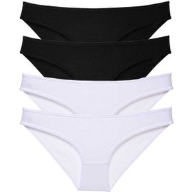 MrtNlu Siyah Beyaz M 4 Adet Eko Set Likralı Kadın Slip Külot