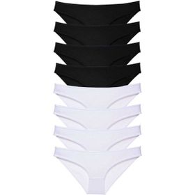 MrtNlu Siyah Beyaz M 8 Adet Süper Eko Set Likralı Kadın Slip Külot