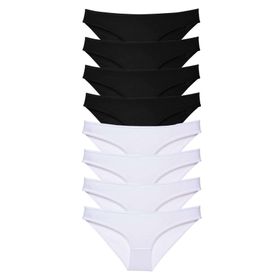 MrtNlu Siyah Beyaz M 8 Adet Süper Eko Set Likralı Kadın Slip Külot