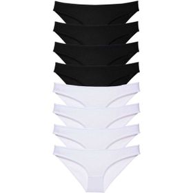 MrtNlu Siyah Beyaz XL 8 Adet Süper Eko Set Likralı Kadın Slip Külot