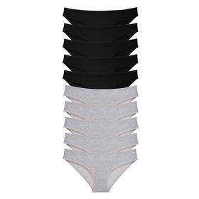 MrtNlu Siyah Gri 10 Adet Süper Eko Set Likralı Kadın Slip Külot