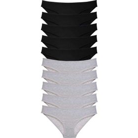 MrtNlu Siyah Gri 10 Adet Süper Eko Set Likralı Kadın Slip Külot