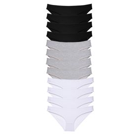 MrtNlu Siyah Gri Beyaz 12 Adet Süper Eko Set Likralı Kadın Slip Külot