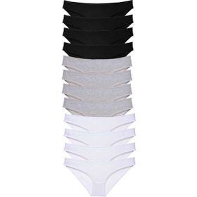 MrtNlu Siyah Gri Beyaz 12 Adet Süper Eko Set Likralı Kadın Slip Külot