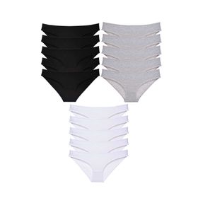 MrtNlu Siyah Gri Beyaz L 15 Adet Süper Eko Set Likralı Kadın Slip Külot