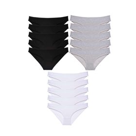 MrtNlu Siyah Gri Beyaz L 15 Adet Süper Eko Set Likralı Kadın Slip Külot