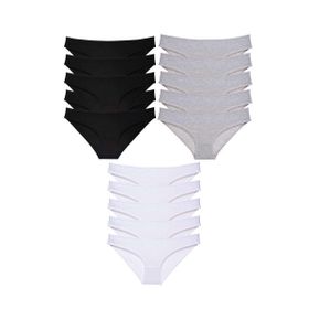 MrtNlu Siyah Gri Beyaz L 15 Adet Süper Eko Set Likralı Kadın Slip Külot