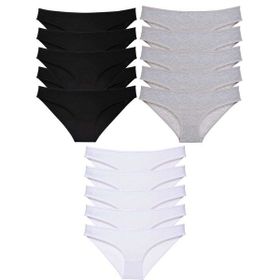 MrtNlu Siyah Gri Beyaz L 15 Adet Süper Eko Set Likralı Kadın Slip Külot