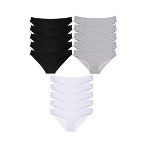 MrtNlu Siyah Gri Beyaz L 15 Adet Süper Eko Set Likralı Kadın Slip Külot