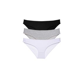 MrtNlu Siyah Gri Beyaz L 3 Adet Süper Eko Set Likralı Kadın Slip Külot