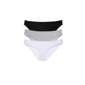 MrtNlu Siyah Gri Beyaz L 3 Adet Süper Eko Set Likralı Kadın Slip Külot