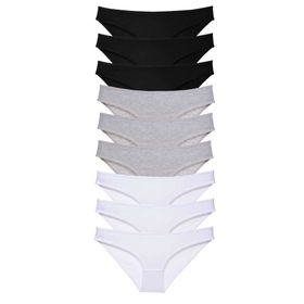 MrtNlu Siyah Gri Beyaz L 9 Adet Süper Eko Set Likralı Kadın Slip Külot