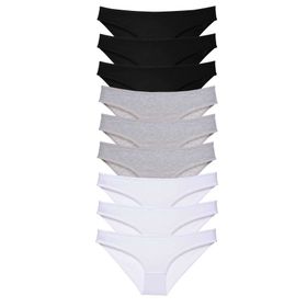 MrtNlu Siyah Gri Beyaz L 9 Adet Süper Eko Set Likralı Kadın Slip Külot
