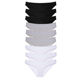 MrtNlu Siyah Gri Beyaz M 9 Adet Süper Eko Set Likralı Kadın Slip Külot