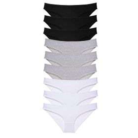 MrtNlu Siyah Gri Beyaz M 9 Adet Süper Eko Set Likralı Kadın Slip Külot