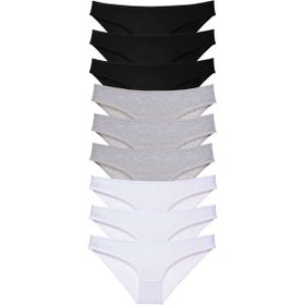 MrtNlu Siyah Gri Beyaz M 9 Adet Süper Eko Set Likralı Kadın Slip Külot