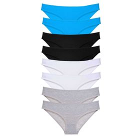 MrtNlu Siyah Gri Beyaz Mavi L 8 Adet Süper Eko Set Likralı Kadın Slip Külot