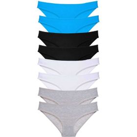 MrtNlu Siyah Gri Beyaz Mavi XL 8 Adet Süper Eko Set Likralı Kadın Slip Külot