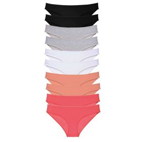 MrtNlu Siyah Gri Beyaz Pudra Fuşya 10 Adet Süper Eko Set Likralı Kadın Slip Külot