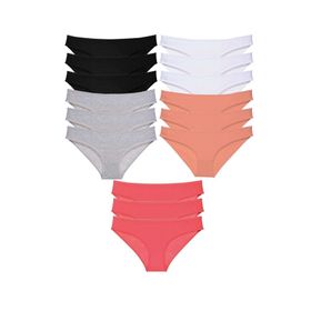 MrtNlu Siyah Gri Beyaz Pudra Fuşya M 15 Adet Süper Eko Set Likralı Kadın Slip Külot