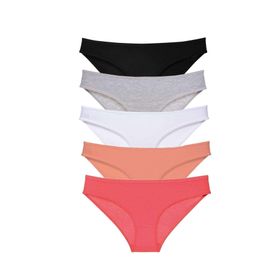 MrtNlu Siyah Gri Beyaz Pudra Fuşya XL 5 Adet Süper Eko Set Likralı Kadın Slip Külot