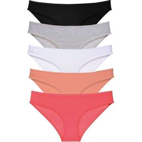 MrtNlu Siyah Gri Beyaz Pudra Fuşya XL 5 Adet Süper Eko Set Likralı Kadın Slip Külot