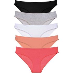 MrtNlu Siyah Gri Beyaz Pudra Fuşya XL 5 Adet Süper Eko Set Likralı Kadın Slip Külot