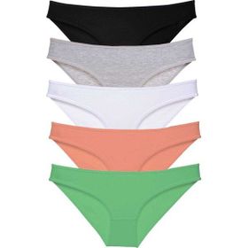 MrtNlu Siyah Gri Beyaz Pudra Yeşil L 5 Adet Süper Eko Set Likralı Kadın Slip Külot