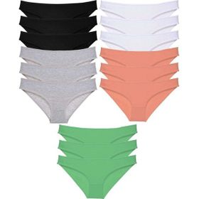 MrtNlu Siyah Gri Beyaz Pudra Yeşil M 15 Adet Süper Eko Set Likralı Kadın Slip Külot
