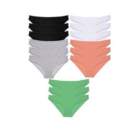 MrtNlu Siyah Gri Beyaz Pudra Yeşil M 15 Adet Süper Eko Set Likralı Kadın Slip Külot