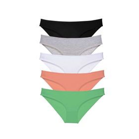 MrtNlu Siyah Gri Beyaz Pudra Yeşil M 5 Adet Süper Eko Set Likralı Kadın Slip Külot