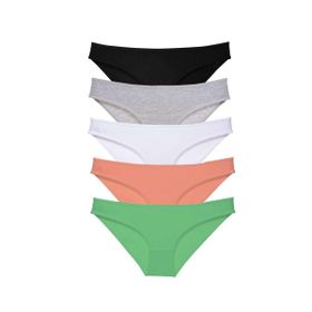 MrtNlu Siyah Gri Beyaz Pudra Yeşil M 5 Adet Süper Eko Set Likralı Kadın Slip Külot