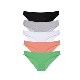 MrtNlu Siyah Gri Beyaz Pudra Yeşil M 5 Adet Süper Eko Set Likralı Kadın Slip Külot