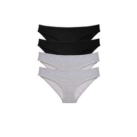 MrtNlu Siyah Gri L 4 Adet Süper Eko Set Likralı Kadın Slip Külot