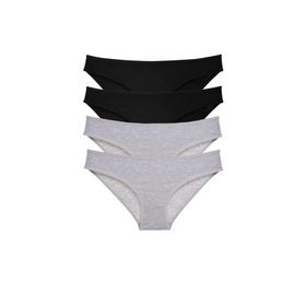 MrtNlu Siyah Gri M 4 Adet Süper Eko Set Likralı Kadın Slip Külot