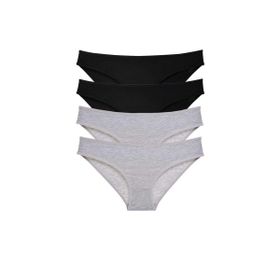 MrtNlu Siyah Gri M 4 Adet Süper Eko Set Likralı Kadın Slip Külot
