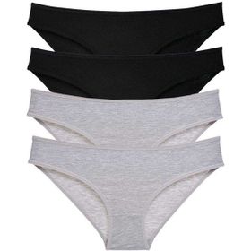 MrtNlu Siyah Gri M 4 Adet Süper Eko Set Likralı Kadın Slip Külot