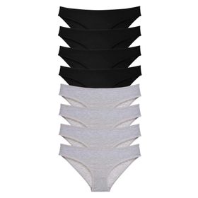 MrtNlu Siyah Gri M 8 Adet Süper Eko Set Likralı Kadın Slip Külot