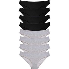 MrtNlu Siyah Gri M 8 Adet Süper Eko Set Likralı Kadın Slip Külot