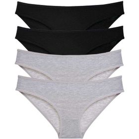 MrtNlu Siyah Gri XL 4 Adet Süper Eko Set Likralı Kadın Slip Külot