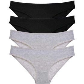 MrtNlu Siyah Gri XL 4 Adet Süper Eko Set Likralı Kadın Slip Külot