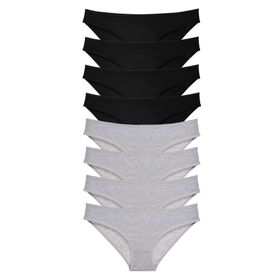 MrtNlu Siyah Gri XL 8 Adet Süper Eko Set Likralı Kadın Slip Külot