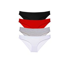 MrtNlu Siyah Kırmızı Gri Beyaz M 4 Adet Süper Eko Set Likralı Kadın Slip Külot