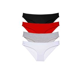 MrtNlu Siyah Kırmızı Gri Beyaz XL 4 Adet Süper Eko Set Likralı Kadın Slip Külot